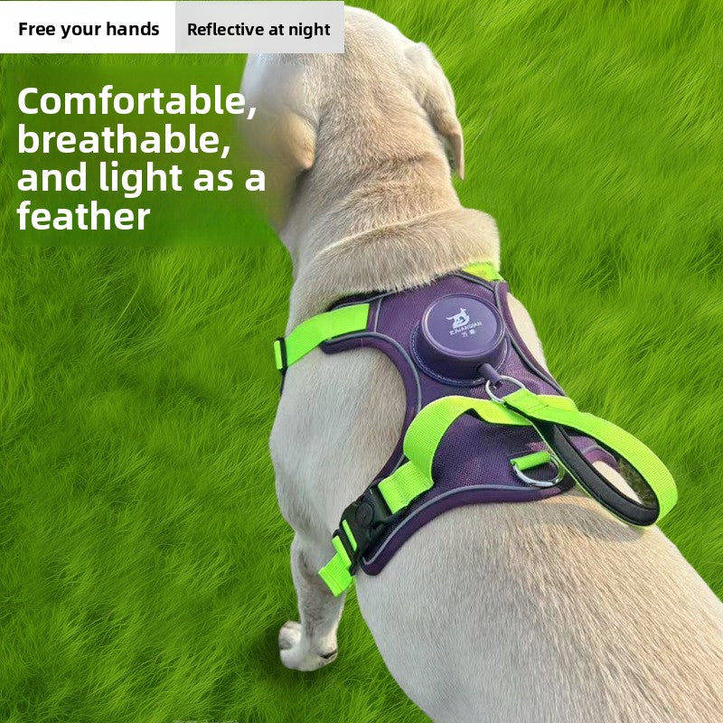 Retractable Dog Harness w/ Reflective Strips